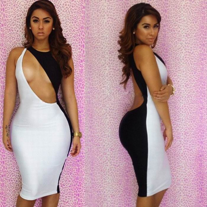 Two-toned Black and White Bodycon Dress
